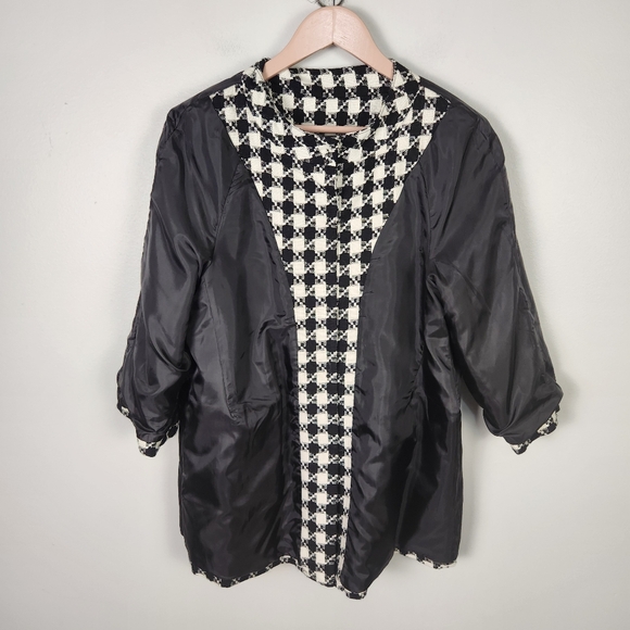 NWOT Rafaella Black & White Plaid Wool Blend Longline Blazer Jacket Size L #0525 - Picture 7 of 11